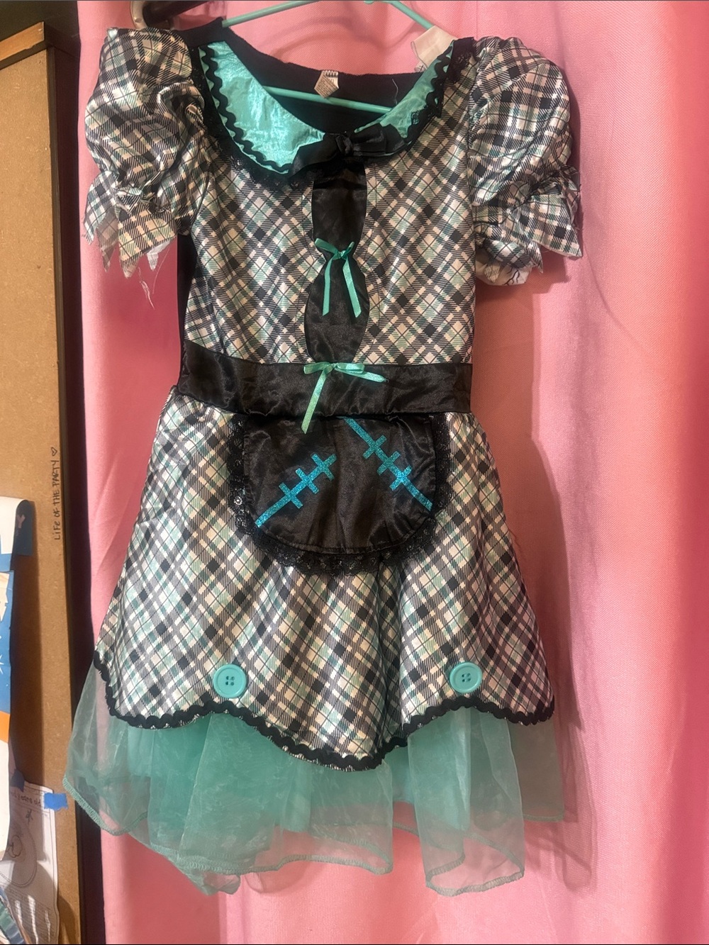Spirit Kids Plaid Teal and Black Accent Costume Dress